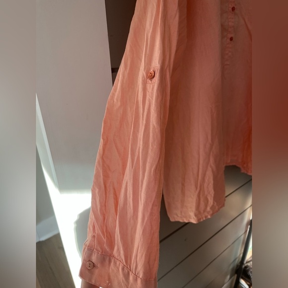 Eileen Fisher peach tunic Blouse 100% Pure Irish Linen Popover Oversized XL EUC - Picture 5 of 8